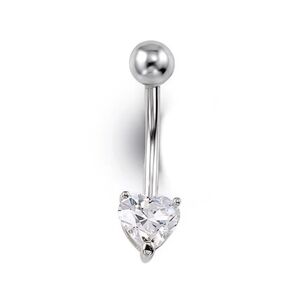 14K Solid White Gold Belly Button Ring